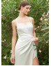 Ivory Satin Slit Exquisite Wedding Dress